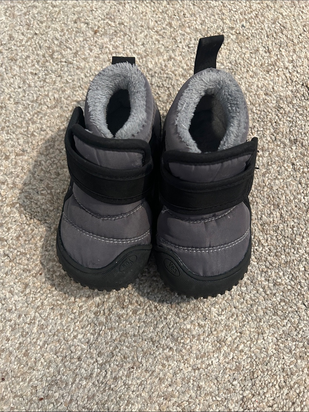 Kids Gray Winter Booties with Fleece Lining